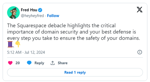 Squarespace域名泄露事件：Fred Hsu的安全建议