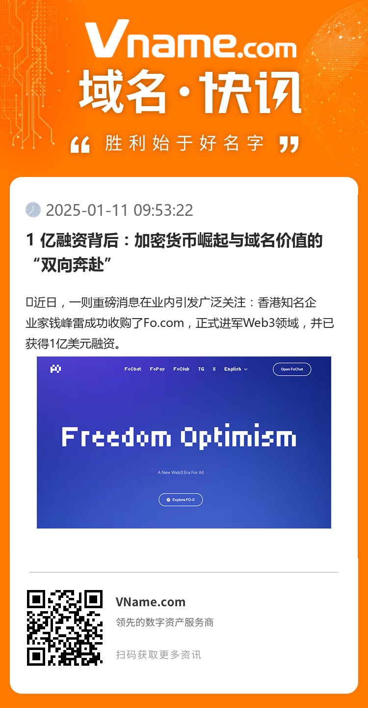 1 亿融资背后：加密货币崛起与域名价值的 “双向奔赴”