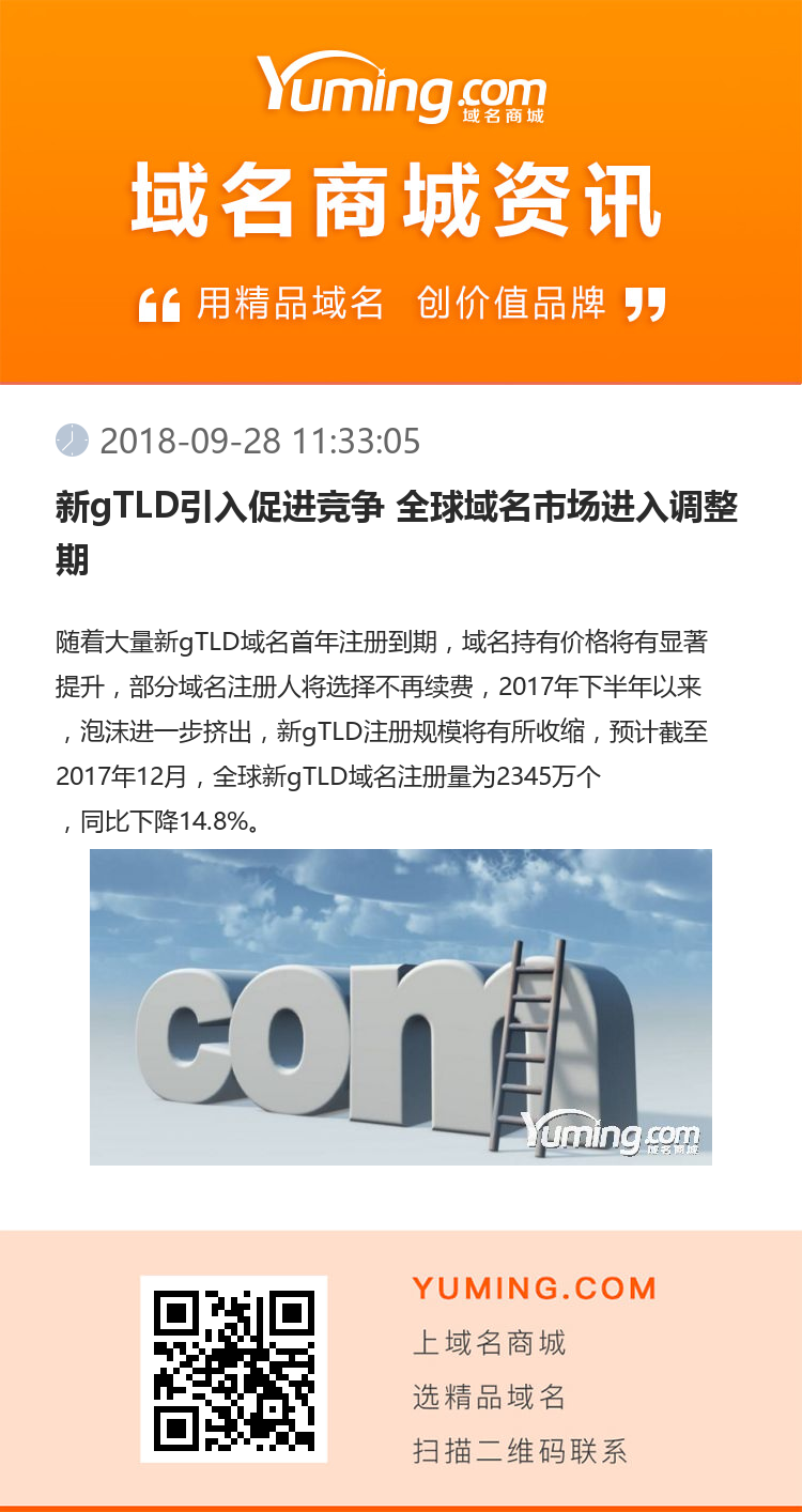 新gTLD引入促进竞争 全球域名市场进入调整期