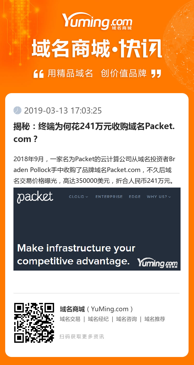 揭秘：终端为何花241万元收购域名Packet.com？