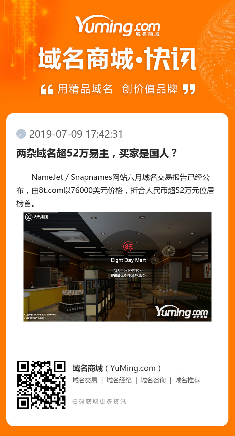 两杂域名超52万易主，买家是国人？