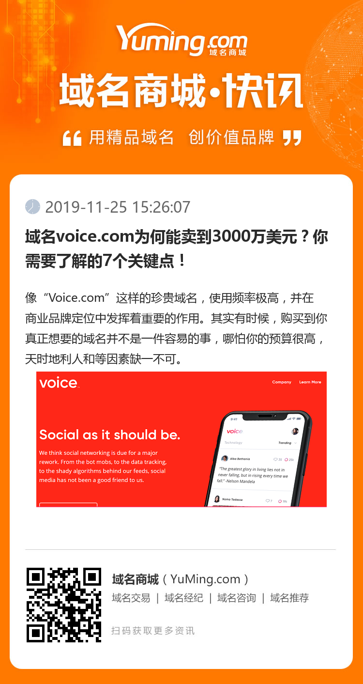 域名voice.com为何能卖到3000万美元？你需要了解的7个关键点！